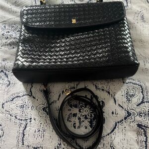 Bally Black Woven two way leather Shoulder Bag